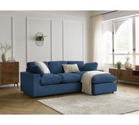 Canapé d'angle fixe compact réversible BELAIR velours côtelé bleu foncé BOBOCHIC 3 places Bleu foncé