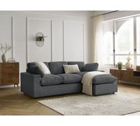 Canapé d'angle fixe compact réversible BELAIR velours côtelé gris foncé BOBOCHIC 3 places Gris foncé