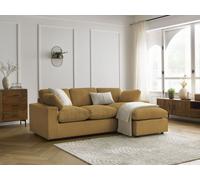 Canapé d'angle fixe compact réversible BELAIR velours côtelé jaune BOBOCHIC 3 places Jaune