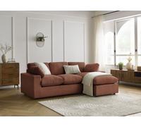 Canapé d'angle fixe compact réversible BELAIR velours côtelé orange BOBOCHIC 3 places Orange
