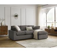 Canapé d'angle fixe compact réversible BELAIR velours côtelé taupe BOBOCHIC 3 places Taupe