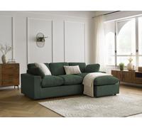 Canapé d'angle fixe compact réversible BELAIR velours côtelé vert BOBOCHIC 3 places Vert