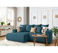 Canapé d'angle fixe ENJOY Velours côtelé bleu foncé angle gauche BOBOCHIC 3 places Angle gauche Bleu foncé