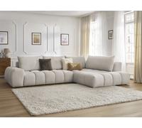 Canapé d'angle fixe EVEREST tissu texturé beige angle droit BOBOCHIC 4 places Angle droit Beige