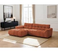 Canapé d'angle fixe JAYA tissu chenille orange angle gauche BOBOCHIC 3 places Angle gauche Orange