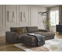 Canapé d'angle fixe LEONARD cuir de vache avec pouf marron angle droit BOBOCHIC 4 places Angle droit Marron