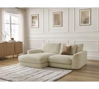 Canapé d'angle fixe LEONORE tissu bouclette beige angle gauche BOBOCHIC 3 places Angle gauche Beige