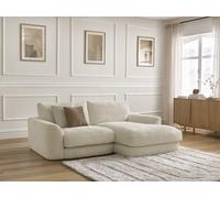 Canapé d'angle fixe LEONORE tissu texturé beige angle droit BOBOCHIC 3 places Angle droit Beige