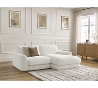 Canapé d'angle fixe LEONORE tissu texturé blanc angle droit BOBOCHIC 3 places Angle droit Blanc
