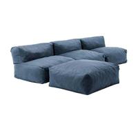 Canapé d'angle fixe modulable 4 places bleu pacific Mixi, Oviala