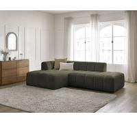 Canapé d'angle fixe modulable ANNECY tissu bouclette vert angle gauche BOBOCHIC 3 places Angle gauche Vert