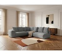 Canapé d'angle fixe modulable VOLTAIRE avec 2 chauffeuses 2 places, 1 angle et 1 chauffeuse 1 place tissu gris foncé angle gauche BOBOCHIC 6 places Angle gauche Gris foncé