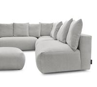 Canapé d'angle fixe modulable VOLTAIRE avec 2 chauffeuses 2 places, 1 angle et 1 chauffeuse 1 place tissu gris clair angle gauche BOBOCHIC 6 places Angle gauche Gris clair