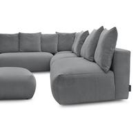 Canapé d'angle fixe modulable VOLTAIRE avec 2 chauffeuses 2 places, 1 angle et 1 chauffeuse 1 place tissu gris foncé angle gauche BOBOCHIC 6 places Angle gauche Gris foncé