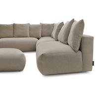 Canapé d'angle fixe modulable VOLTAIRE avec 2 chauffeuses 2 places, 1 angle et 1 chauffeuse 1 place tissu taupe angle gauche BOBOCHIC 6 places Angle gauche Taupe