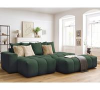 Canapé d'angle fixe MONT-BLANC tissu avec pouf vert angle gauche BOBOCHIC 4 places Angle gauche Vert