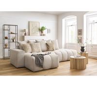 Canapé d'angle fixe MONT-BLANC tissu beige angle gauche BOBOCHIC 3 places Angle gauche Beige