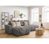 Canapé d'angle fixe MONT-BLANC tissu gris foncé angle gauche BOBOCHIC 3 places Angle gauche Gris foncé