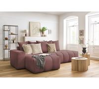 Canapé d'angle fixe MONT-BLANC tissu rose angle gauche BOBOCHIC 3 places Angle gauche Rose