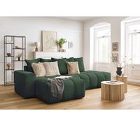 Canapé d'angle fixe MONT-BLANC tissu vert angle gauche BOBOCHIC 3 places Angle gauche Vert
