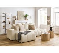 Canapé d'angle fixe MONT-BLANC velours beige angle gauche BOBOCHIC 3 places Angle gauche Beige