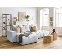 Canapé d'angle fixe MONT-BLANC velours gris clair angle gauche BOBOCHIC 3 places Angle gauche Gris clair