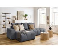 Canapé d'angle fixe MONT-BLANC velours gris foncé angle gauche BOBOCHIC 3 places Angle gauche Gris foncé