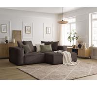 Canapé d'angle fixe NINA velours côtelé marron angle droit BOBOCHIC 3 places Angle droit Marron