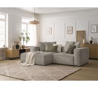 Canapé d'angle fixe NINA velours côtelé taupe angle gauche BOBOCHIC 3 places Angle gauche Taupe