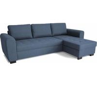 Canapé d'angle fixe réversible 4 places - Tissu Bleu - L245 x P150 x H86 cm - HAMILTON - Fabriqué en Ukraine