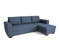 Canapé D'Angle Fixe Réversible 4 Places - Tissu Bleu - L245 X P150 X H86 Cm - Hamilton - Fabriqué En Ukraine Bleu