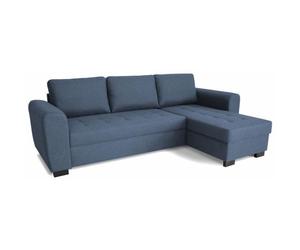 Canapé d'angle fixe réversible 4 places - Tissu Bleu - L245 x P150 x H86 cm - HAMILTON - Fabriqué en Ukraine