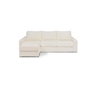 Canapé d'angle fixe réversible BILBAO 256 cm méridienne coffre velours ambience ivoire