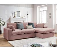 Canapé d'angle fixe réversible compact BELAIR rose BOBOCHIC 3 places Rose