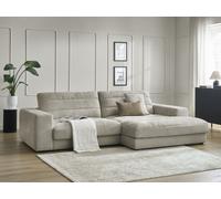 Canapé d'angle fixe SIERRA tissu texturé taupe angle droit BOBOCHIC 3 places Angle droit Taupe
