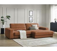 Canapé d'angle fixe SIERRA velours orange angle droit BOBOCHIC 3 places Angle droit Orange