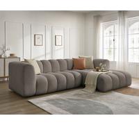 Canapé d'angle fixe TALIA tissu bouclette marron angle droit BOBOCHIC 4 places Angle droit Marron