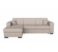 Canapé d'angle gauche 4 places FUJI XL convertible avec coffre en tissu - Beige - L262 x 157 x 83cm - LOUNGITUDE
