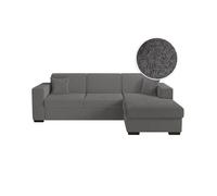 Canapé d'angle FUJI XL convertible avec coffre en tissu bouclette - Angle droit - Gris