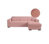 Canapé d'angle FUJI XL convertible avec coffre en tissu bouclette - Angle droit - Rose