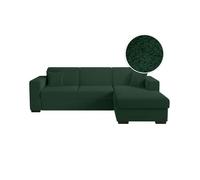 LOUNGITUDE - CARIBI - Canapé d'angle Convertible avec Coffre en Tissu bouclettes Vert
