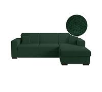 Canapé d'angle droit 4 places FUJI XL convertible avec coffre en tissu bouclette - Vert - L262 x P157 x H83cm - LOUNGITUDE