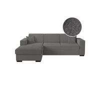 Canapé d'angle FUJI XL convertible avec coffre en tissu bouclette - Angle gauche - Gris