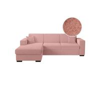 Canapé d'angle FUJI XL convertible avec coffre en tissu bouclette - Angle gauche - Rose