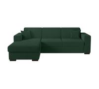 Canapé d'angle FUJI XL convertible avec coffre en tissu bouclette - Angle gauche - Vert