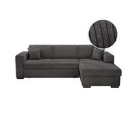 LOUNGITUDE - Fuji - Canapé d'angle - Convertible - 4 Places - Coffre - en Velours cotelé - L262cm - Droit - Gris Foncé