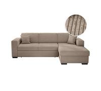 LOUNGITUDE - Fuji - Canapé d'angle - Convertible - 4 Places - Coffre - en Velours cotelé - L262cm - Droit - Taupe