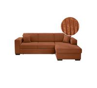 Canapé d'angle FUJI XL convertible avec coffre en velours côtelé - Angle droit - Terracotta