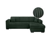 Canapé d'angle FUJI XL convertible avec coffre en velours côtelé - Angle droit - Vert foncé