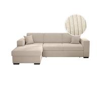 LOUNGITUDE - Fuji - Canapé d'angle - Convertible - 4 Places - Coffre - en Velours cotelé - L262cm - Gauche - Beige